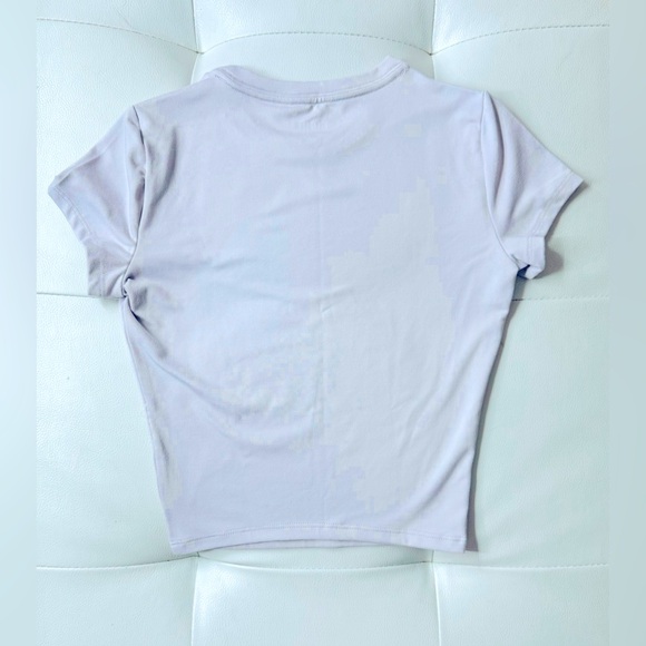 Hollister SEAMLESS FABRIC LONGLINE CREW BABY TEE LIGHT MAUVE, XXS Regular - Picture 3 of 8